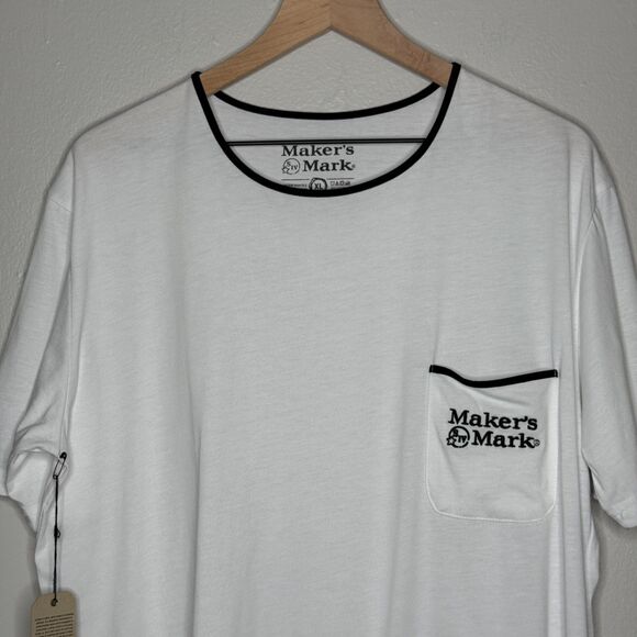 Maker's Mark Men's T-Shirt XL White Front Pocket Basics Casual - Picture 5 of 9